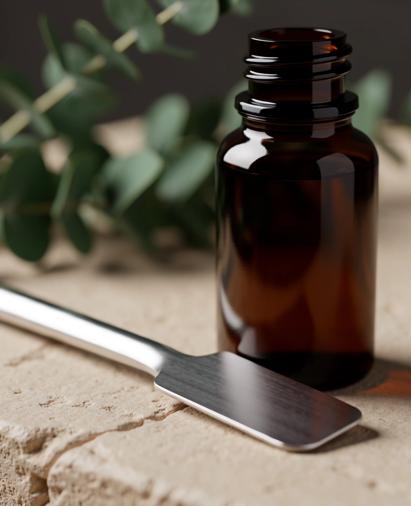 Precision laboratory detail with natural botanicals